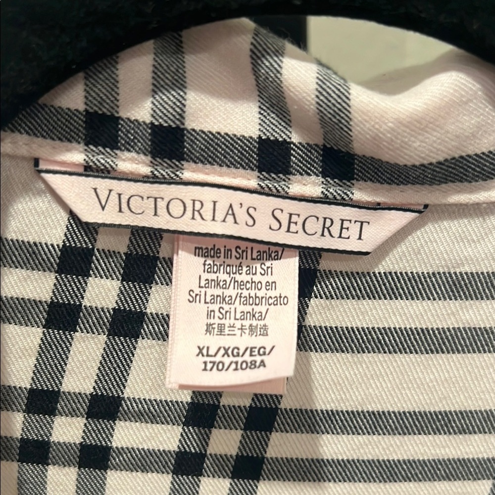 Victoria's Secret Black and White Plaid pajama Shirt - Picture 2 of 3